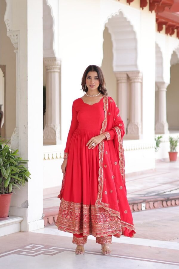 Vichitra Silk with Rich Sequins Embroidered work Gown