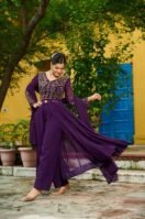 Faux Blooming With Multithreaded Beads Embroidered work Gown