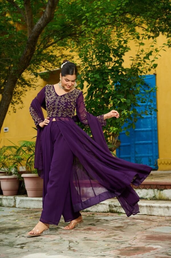 Faux Blooming With Multithreaded Beads Embroidered work Gown
