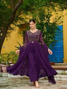 Faux Blooming With Multithreaded Beads Embroidered work Gown