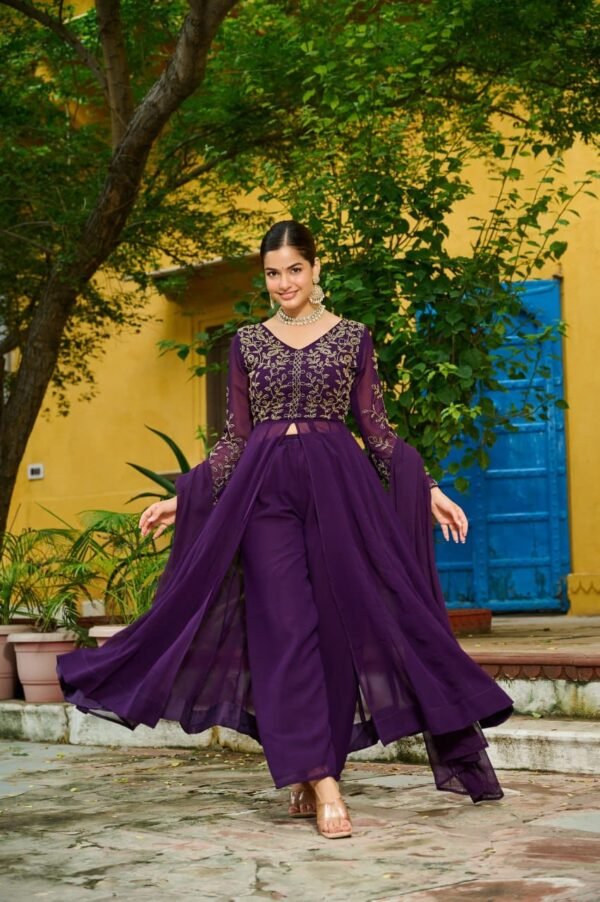 Faux Blooming With Multithreaded Beads Embroidered work Gown