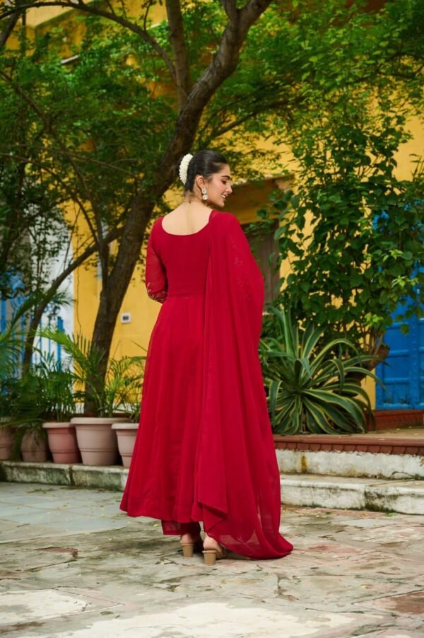Faux Blooming With Multithreaded Beads Embroidered work Gown