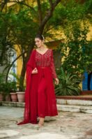 Faux Blooming With Multithreaded Beads Embroidered work Gown