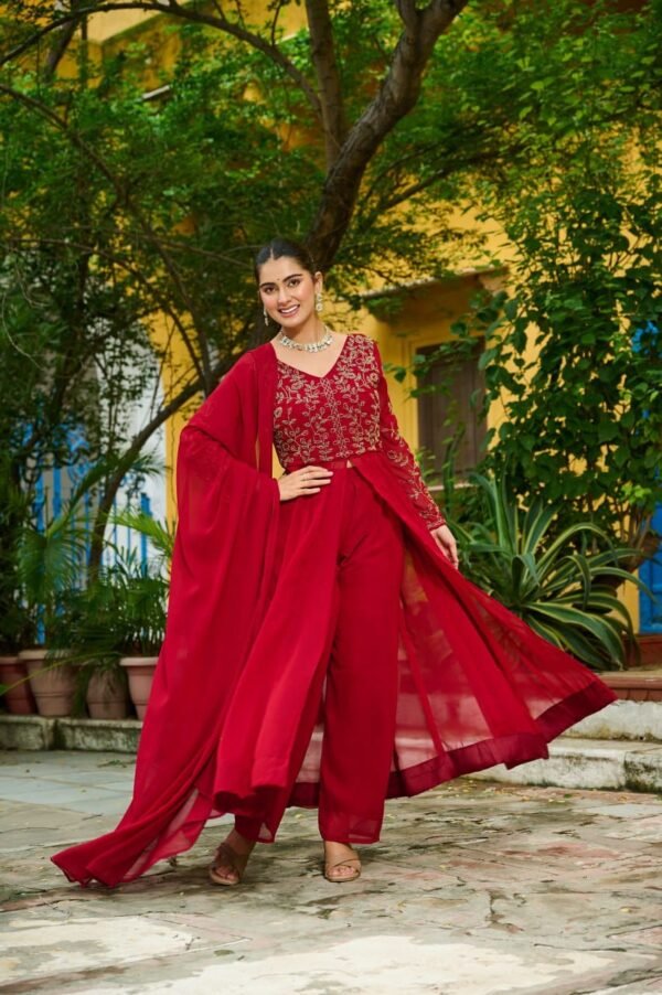 Faux Blooming With Multithreaded Beads Embroidered work Gown