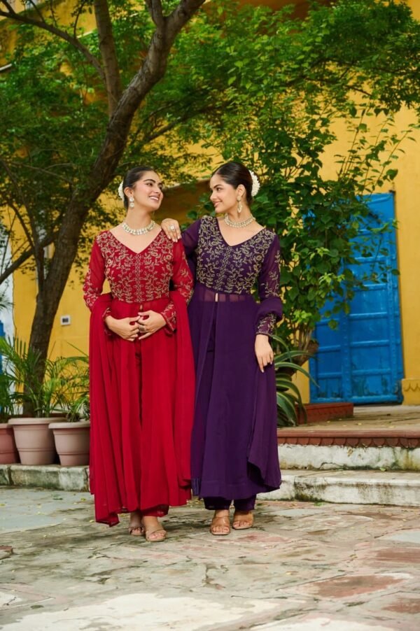 Faux Blooming With Multithreaded Beads Embroidered work Gown