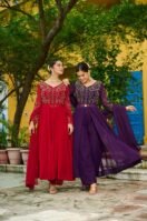Faux Blooming With Multithreaded Beads Embroidered work Gown