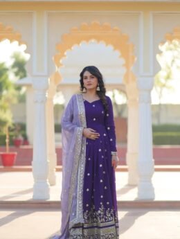 Star Georgette with Embroidery Zari Sequins-work Gown