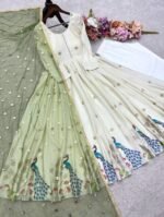 Pure Dola Silk With Molty Nidal Embroidery Work Gown