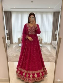 Pure Georgette With Heavy Embroidery 3mm Sequence Work Gown