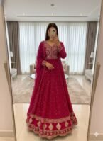 Pure Georgette With Heavy Embroidery 3mm Sequence Work Gown