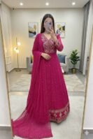 Pure Georgette With Heavy Embroidery 3mm Sequence Work Gown