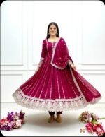 Blooming Georgette With Emrodery Work Gown