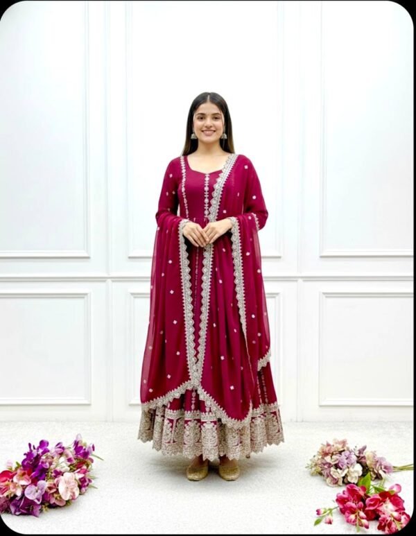 Blooming Georgette With Emrodery Work Gown
