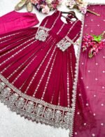 Blooming Georgette With Emrodery Work Gown