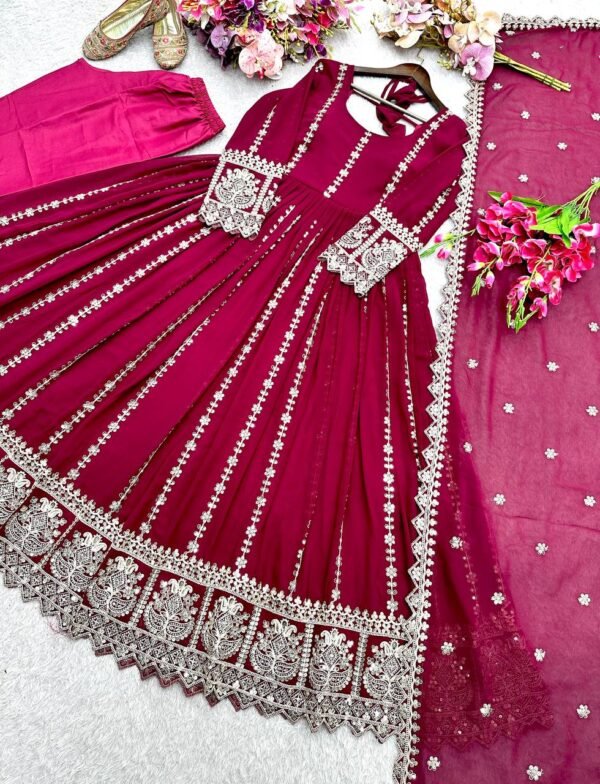 Blooming Georgette With Emrodery Work Gown