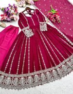 Blooming Georgette With Emrodery Work Gown
