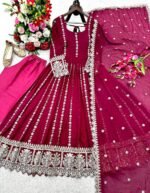 Blooming Georgette With Emrodery Work Gown