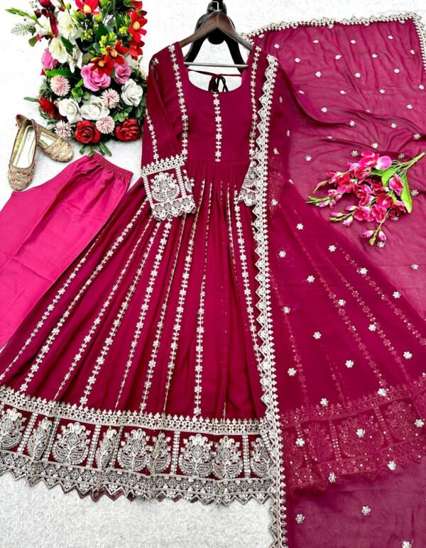 Blooming Georgette With Emrodery Work Gown