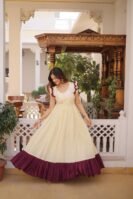 Cotton With Sequins Multithreaded Beads Embroidered work Gown-KA-72