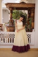 Cotton With Sequins Multithreaded Beads Embroidered work Gown-KA-72