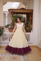Cotton With Sequins Multithreaded Beads Embroidered work Gown-KA-72